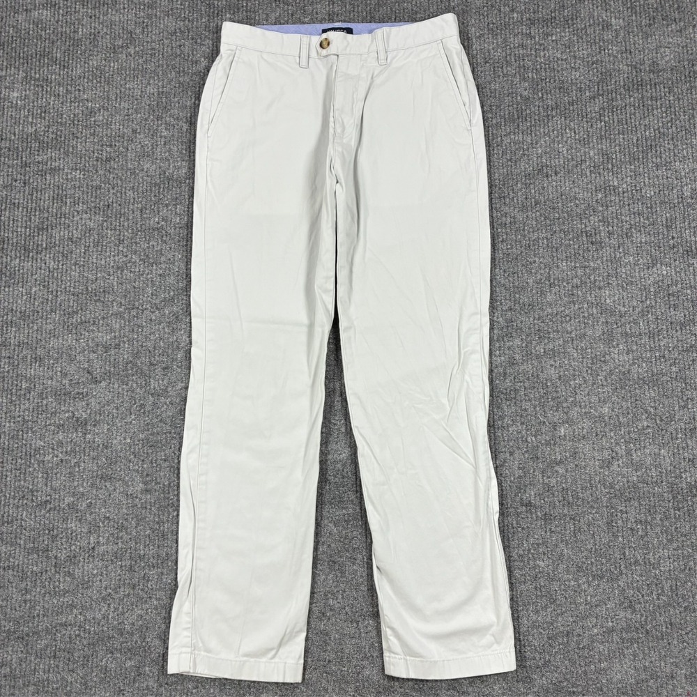 Nautica Mens Chino Pants 30x32 Gray Flat Front Tailored Fit Straight Leg Casual